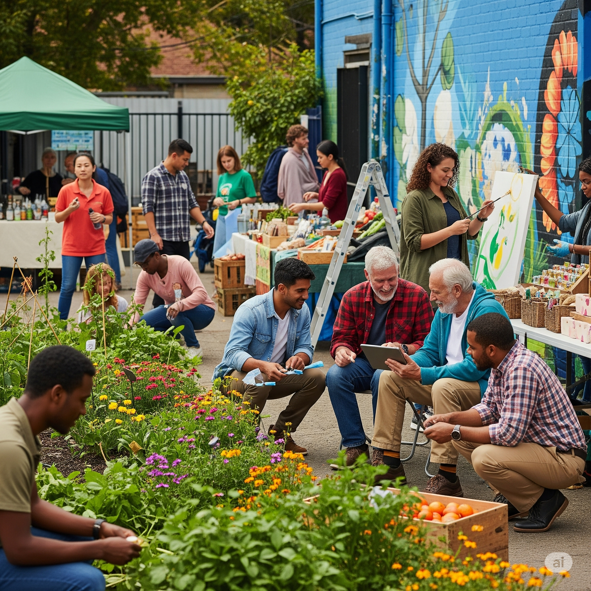 People connecting in a community space