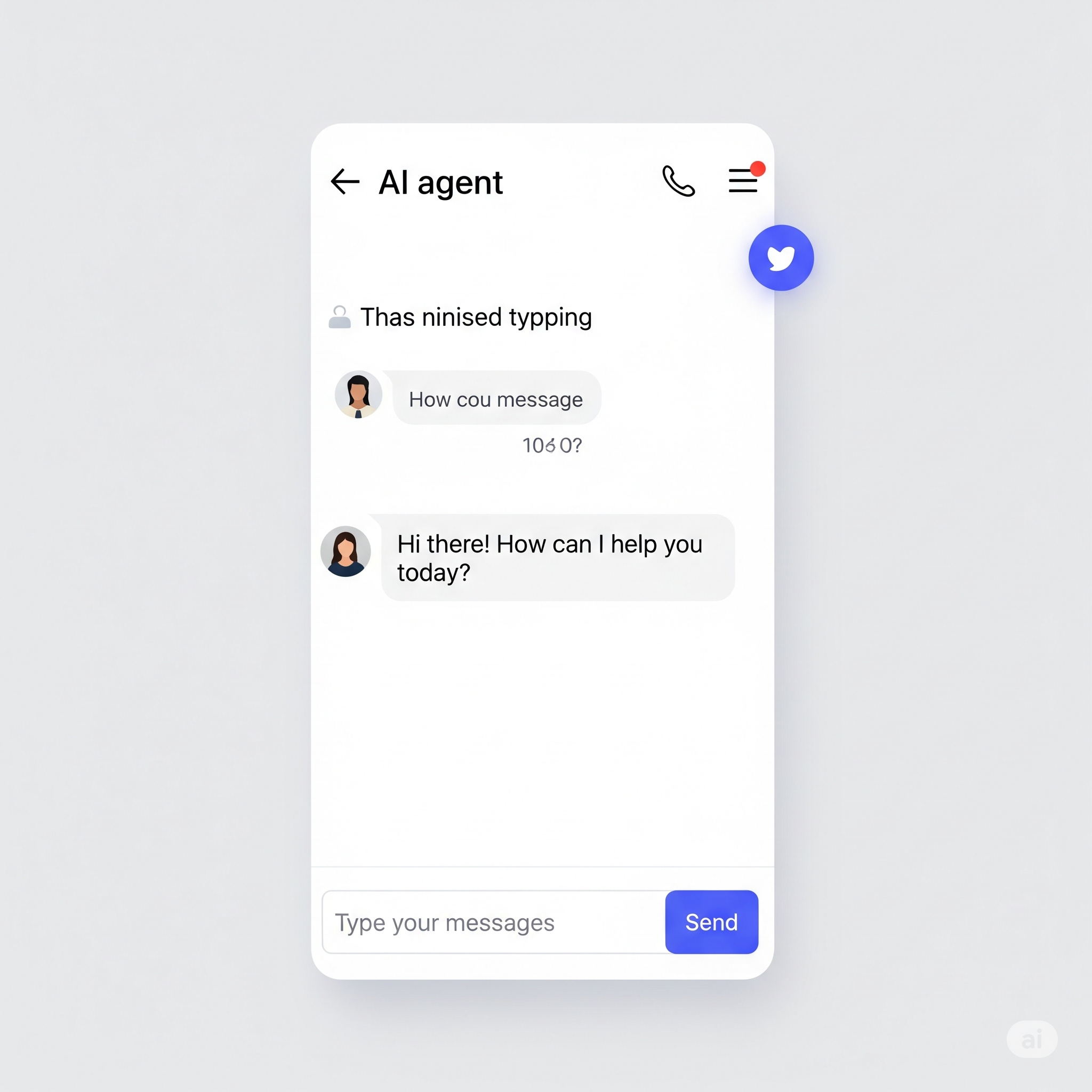 Illustration of a person chatting with an AI bot