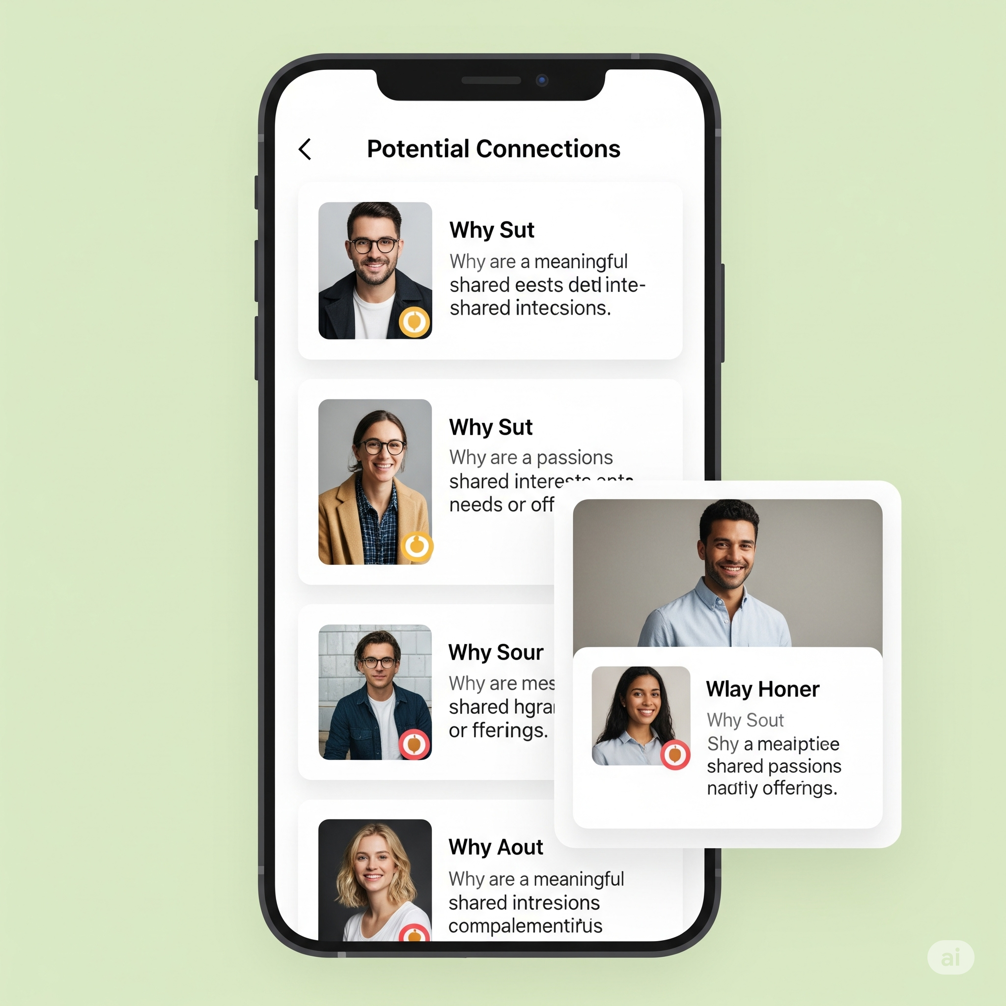 Illustration of profiles being matched by AI with a focus on compatibility
